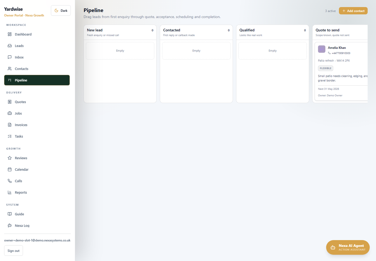 Owner portal pipeline board